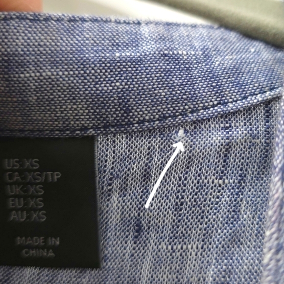 TAHARI 100 LINEN Blue Linen Tunic Dress, Henley 4 Button Placket, Pockets, XS - Picture 8 of 16